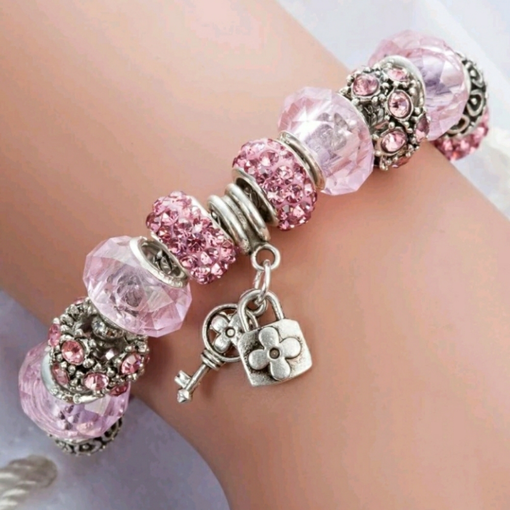 Key & Lock Charm Beaded Bracelet